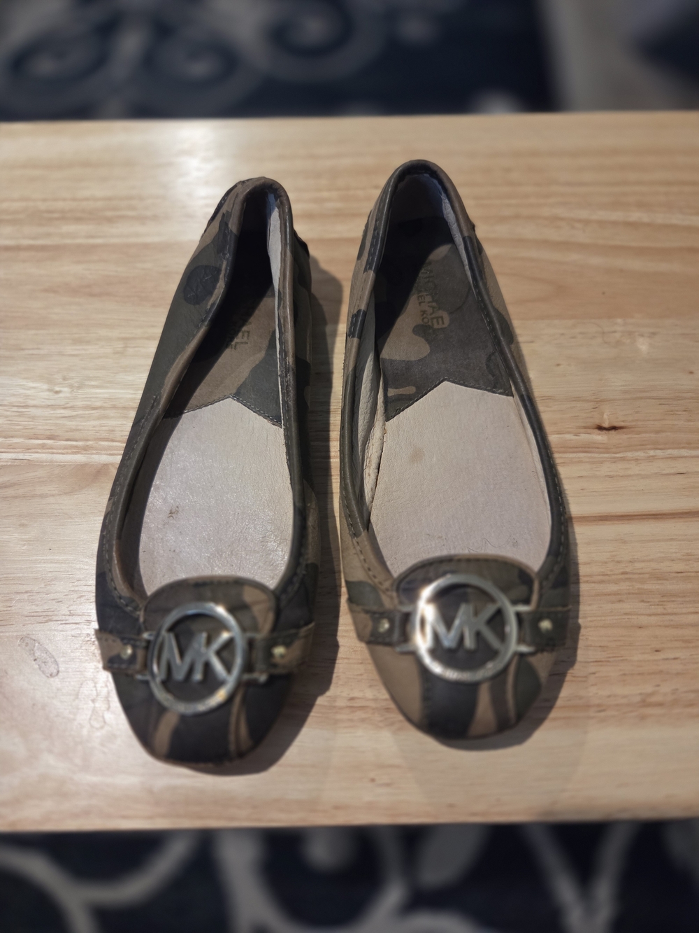 Michael Kors Camo Logo Ballet Flats - Olive Green & Tan